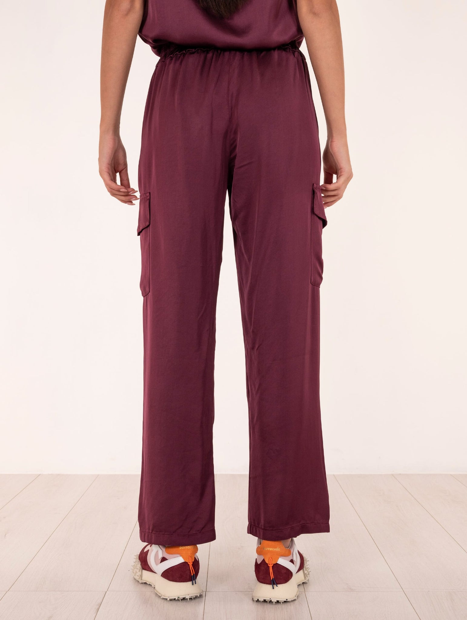 Pantalone Cargo Daniele Fiesoli in Viscosa Stretch Bordeaux