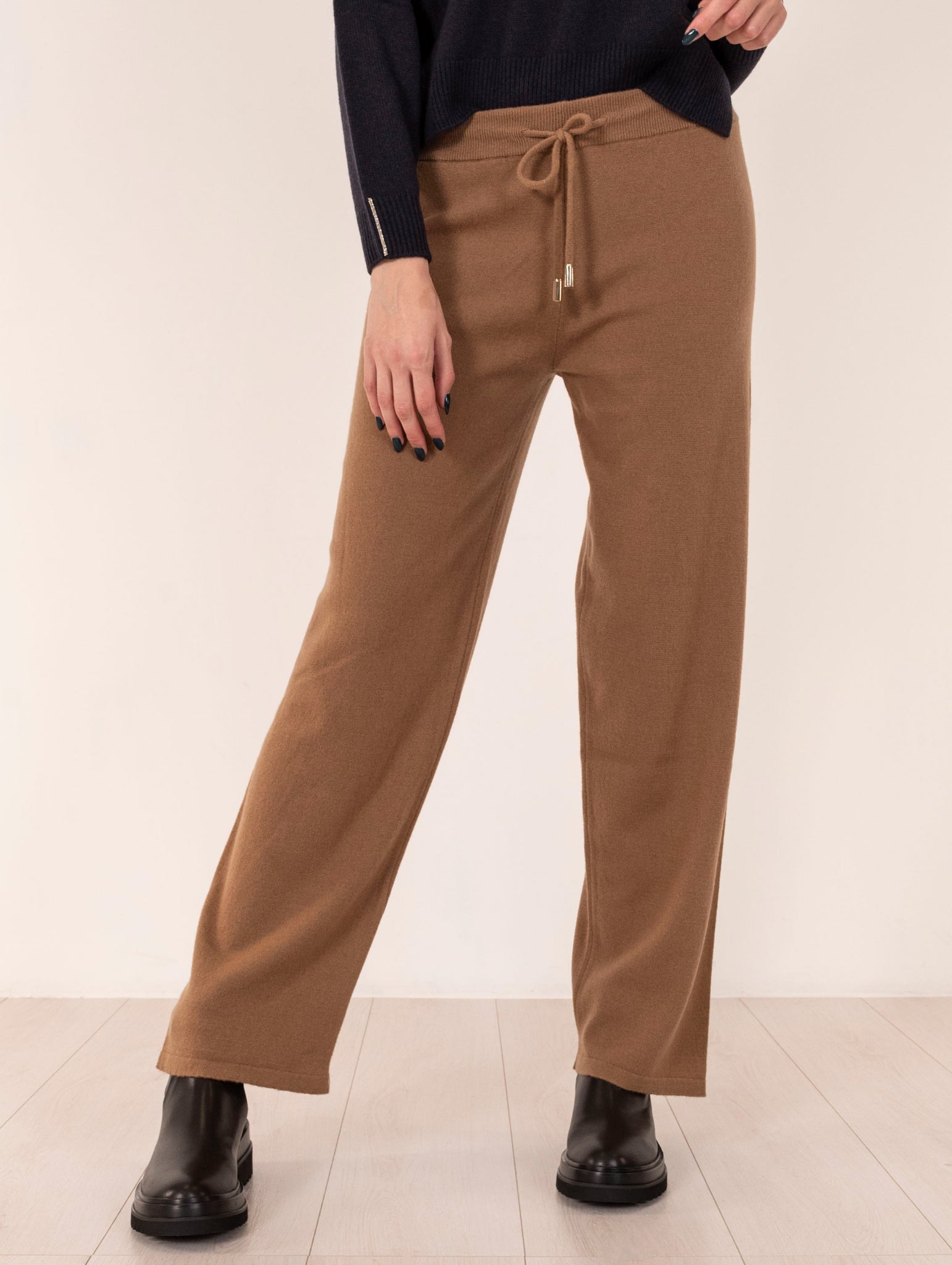 Pantalone Daniele Fiesoli in Lana Merino e Cashmere Cammello