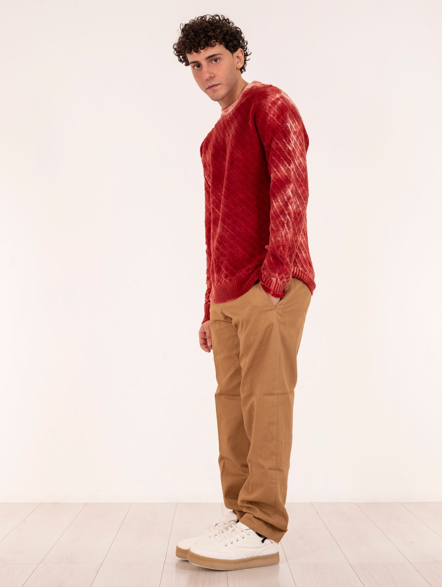 Girocollo Daniele Fiesoli in Lana Merino e Cashmere Rosso