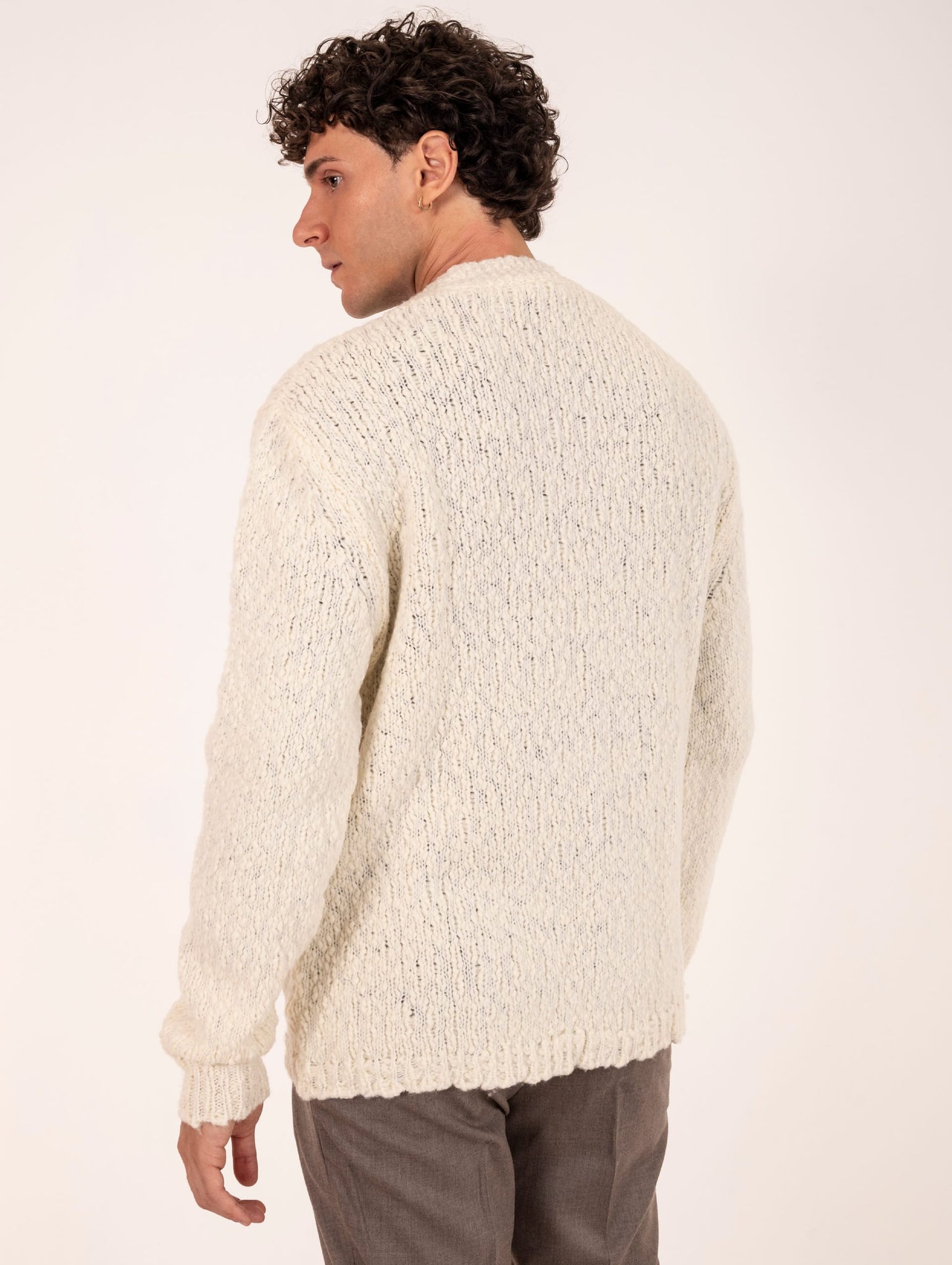 Cardigan Bouckle Daniele Fiesoli in Lana Panna