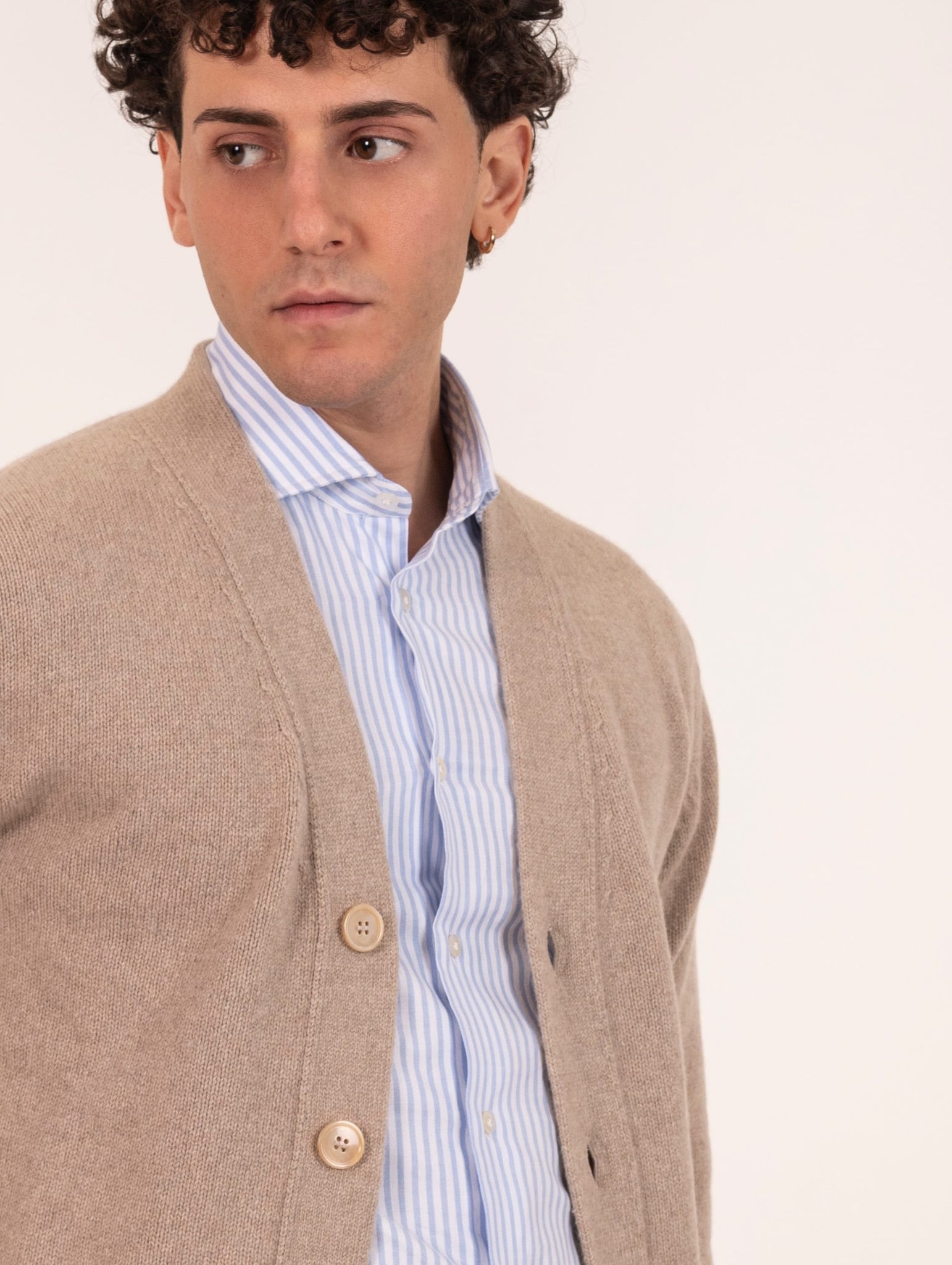 Cardigan Daniele Fiesoli in Eco Cashmere Sabbia