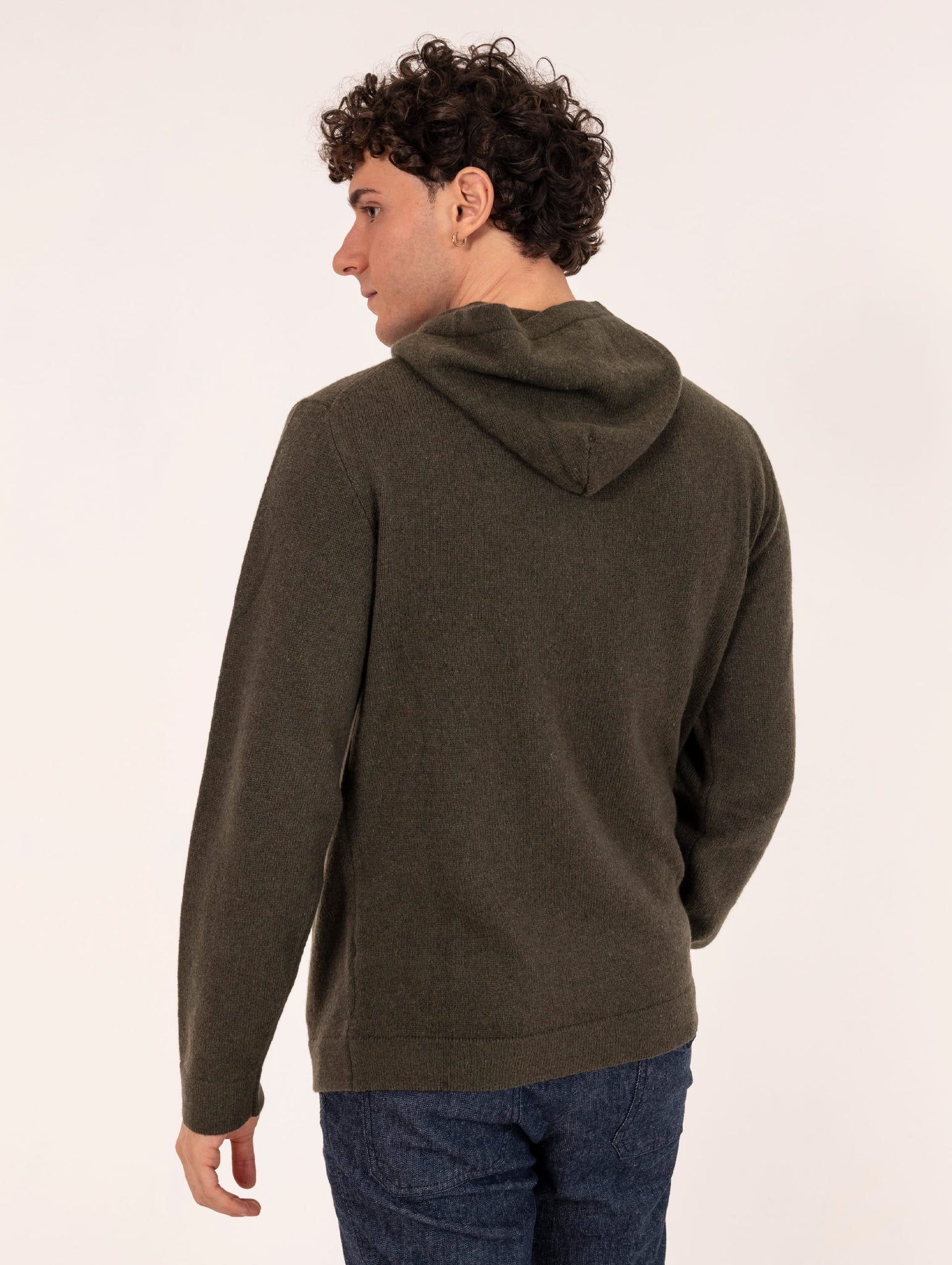 Felpa con Cappuccio Daniele Fiesoli in Eco Cashmere Verde Militare