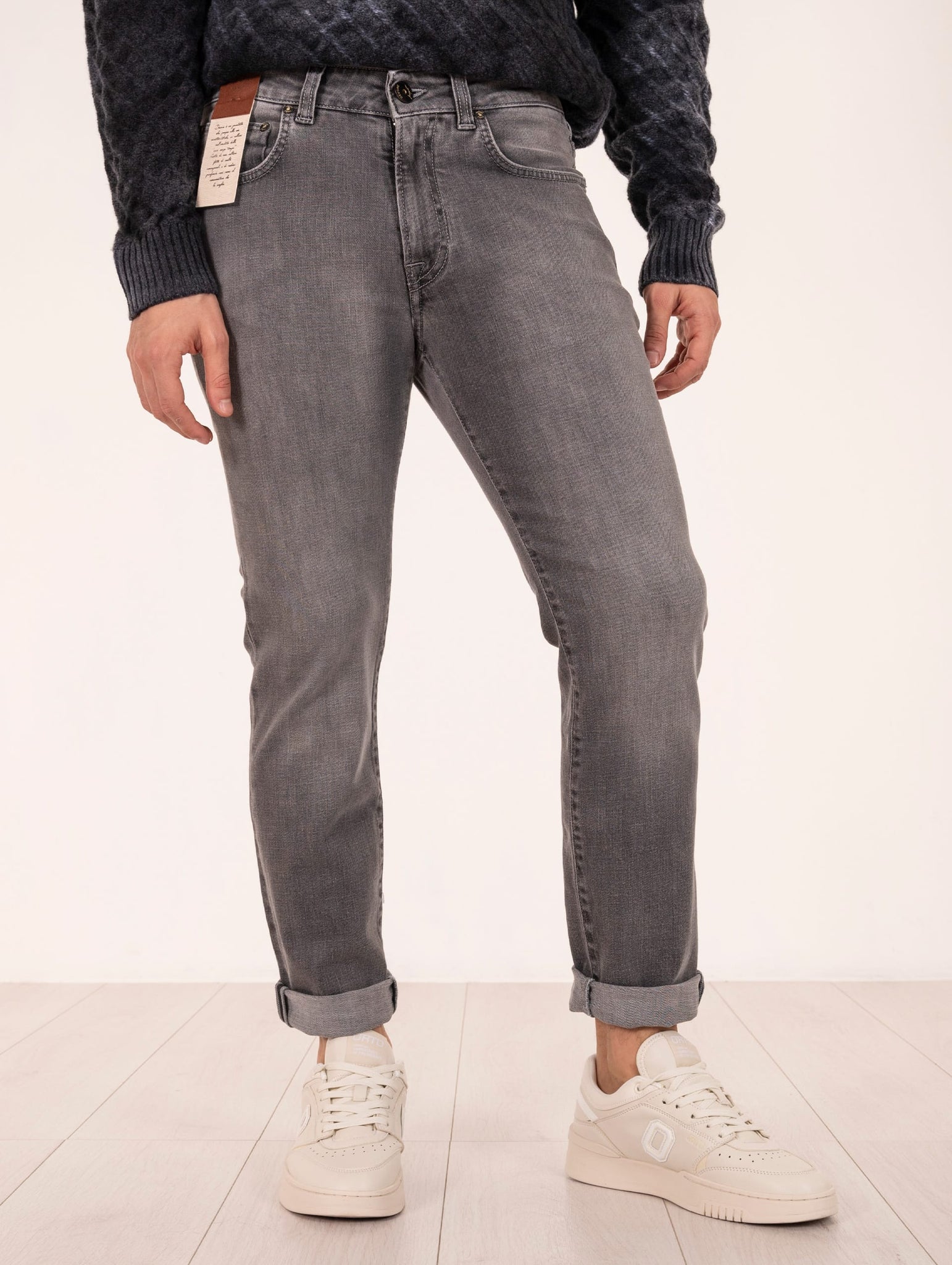 Jeans Devorè in Cotone Denim Grigio