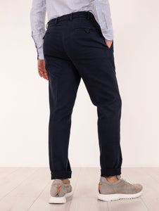 Pantalone Devorè in Cotone Piquet Navy