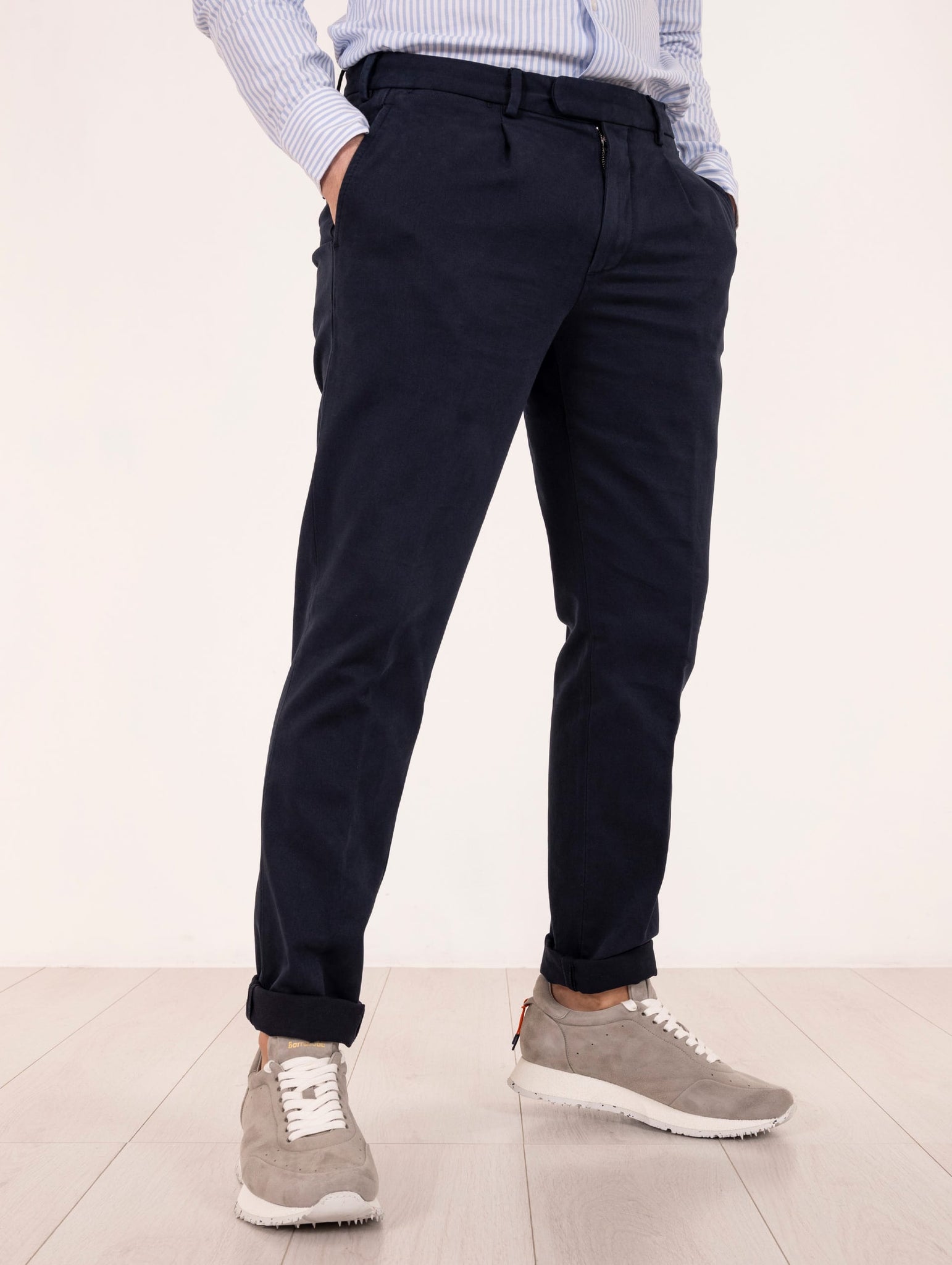 Pantalone Devorè in Cotone Piquet Navy