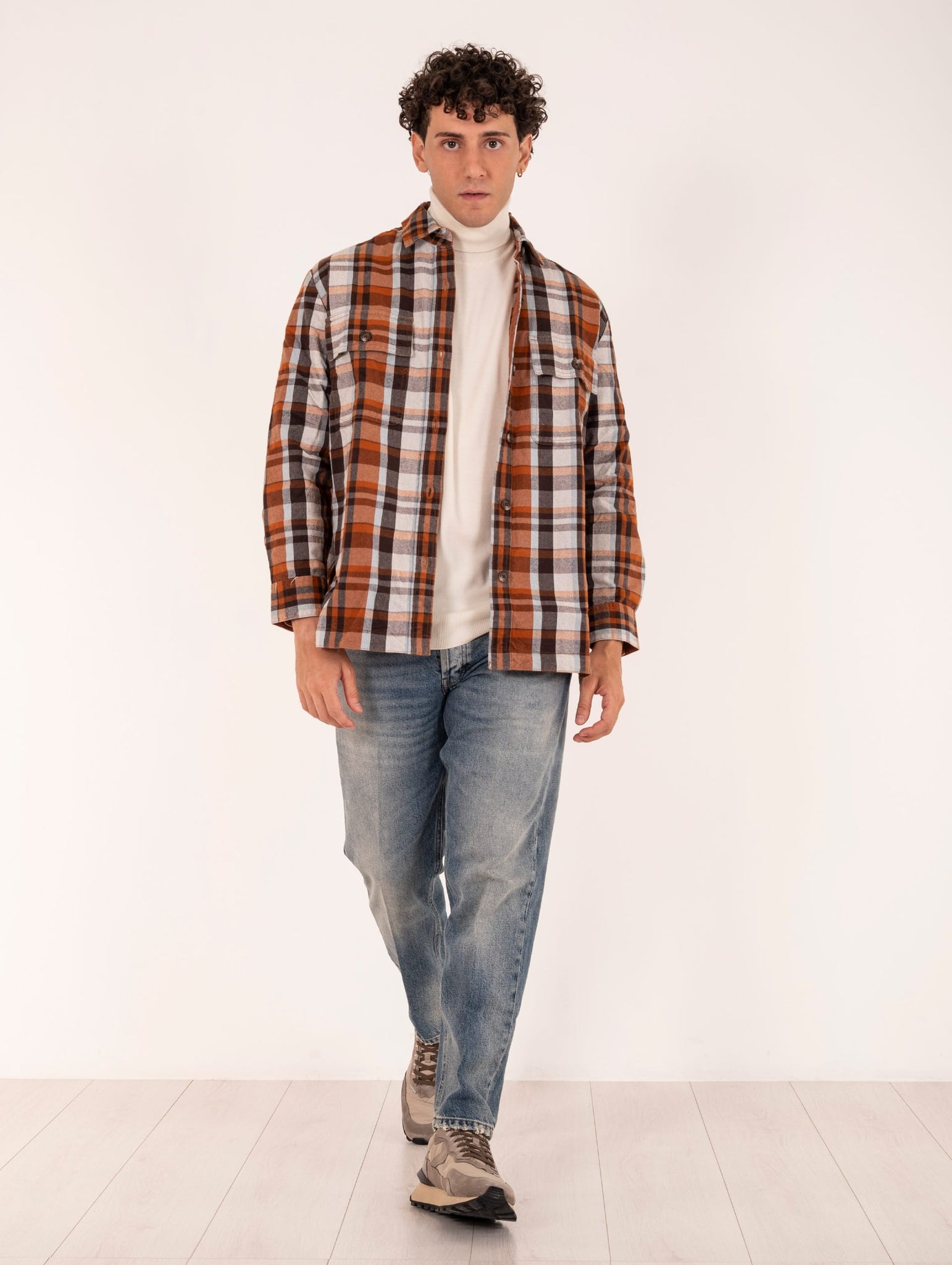 Camicia Dockers in Cotone Check Marrone e Ruggine