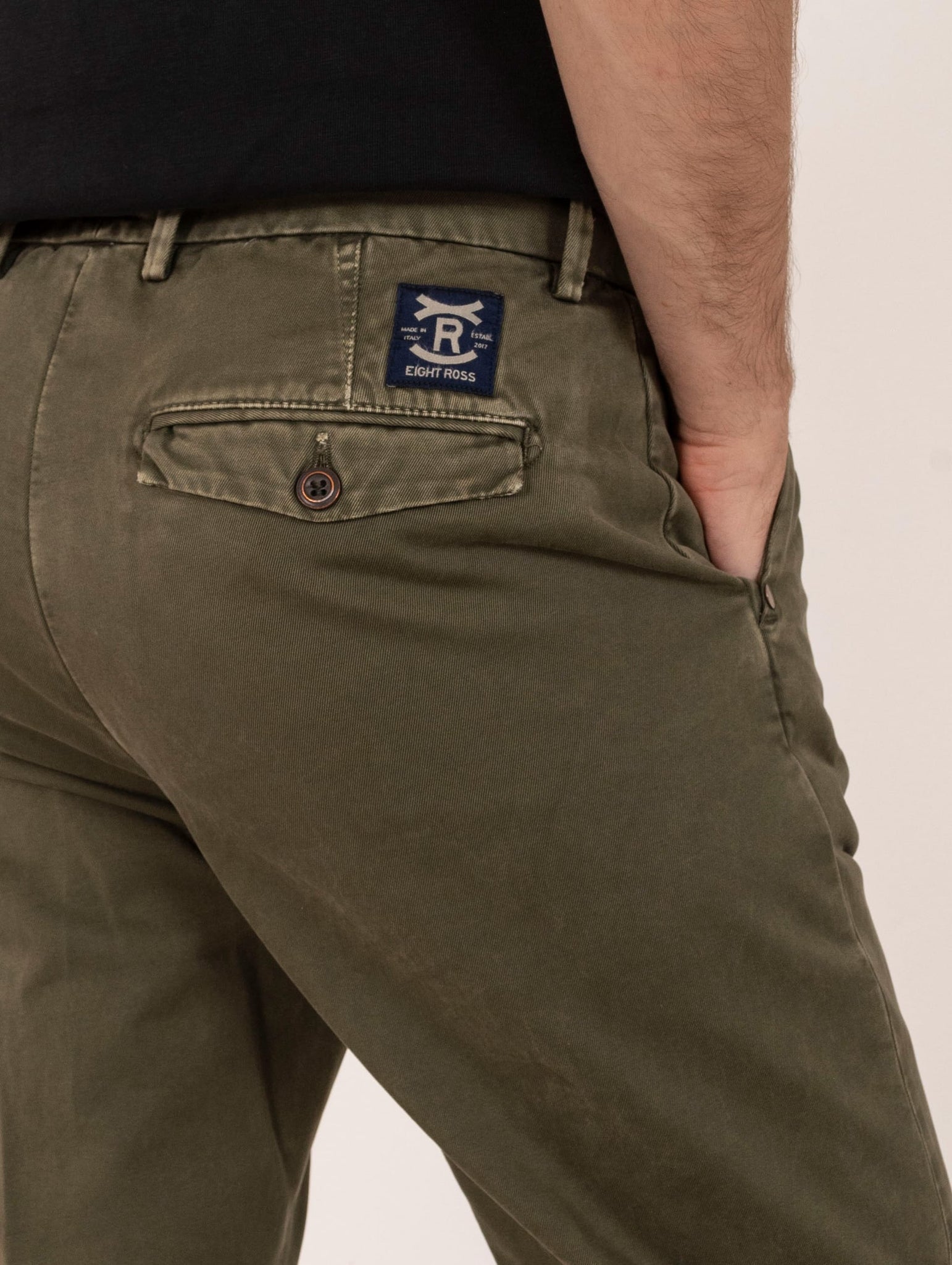 Pantaloni Chino Eight Ross in Cotone Militare