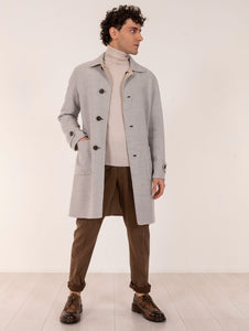 Cappotto Eleventy Milano Reversibile in Lana Grigio e Sabbia