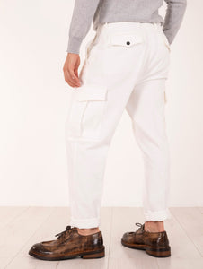 Pantalone Cargo Eleventy Milano in Cotone Stretch Bianco