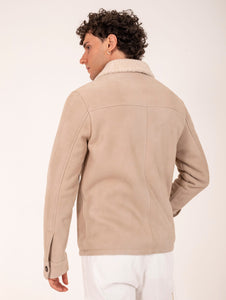 Bomber Eleventy Milano Platinum in Shearling Sabbia