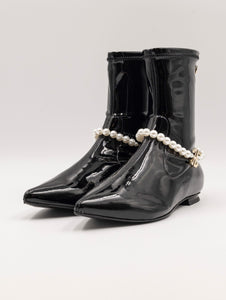 Stivaletto Fabi con Perle in Vernice Nero