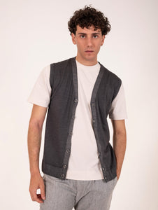 Gilet Four Stroke in Lana Merinos Extrafine Antracite