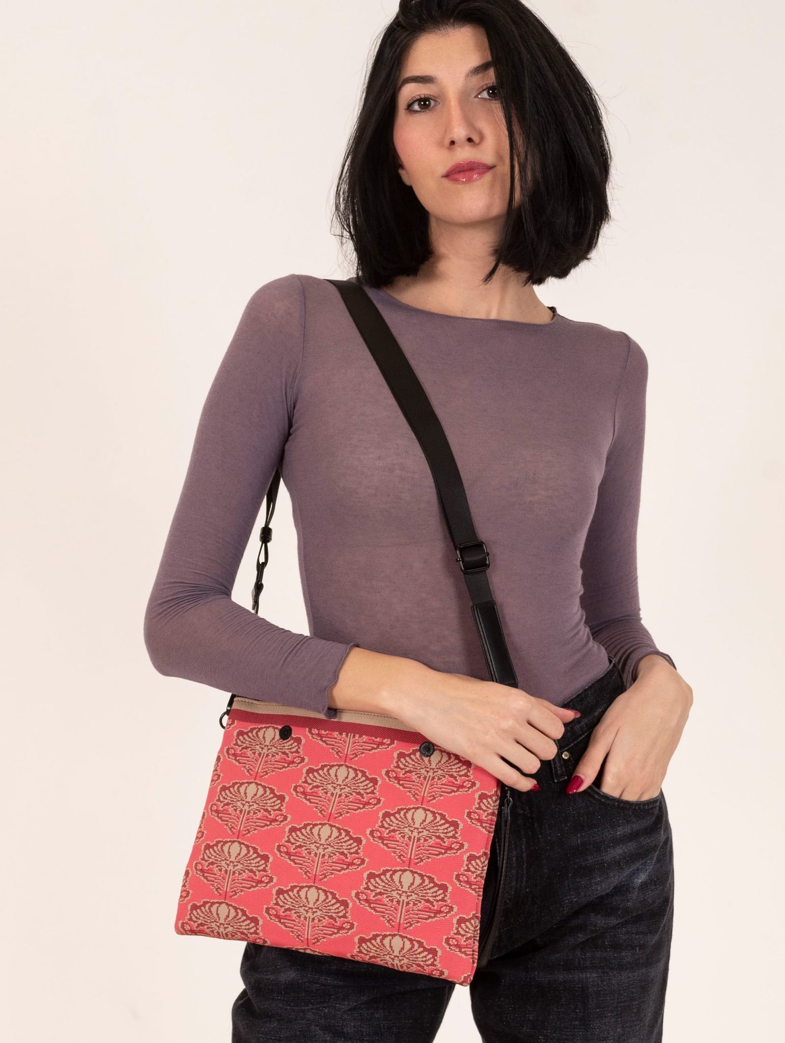 Pochette Liberty Fri-Yay in Maglia Rosa e Beige