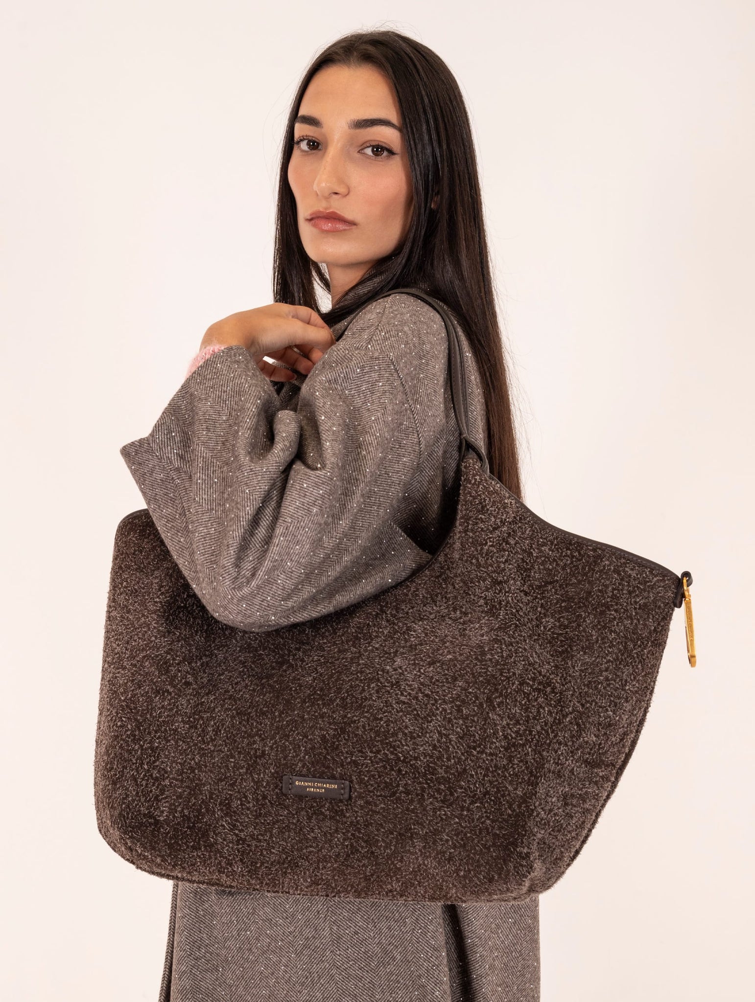 Borsa Dua Gianni Chiarini in Pelle Scamosciata Marrone