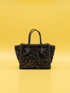 Mini Bag Miss Marcella Gianni Chiarini in Tessuto Bouclè e Lurex Nera