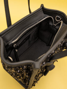 Mini Bag Miss Marcella Gianni Chiarini in Tessuto Bouclè e Lurex Nera