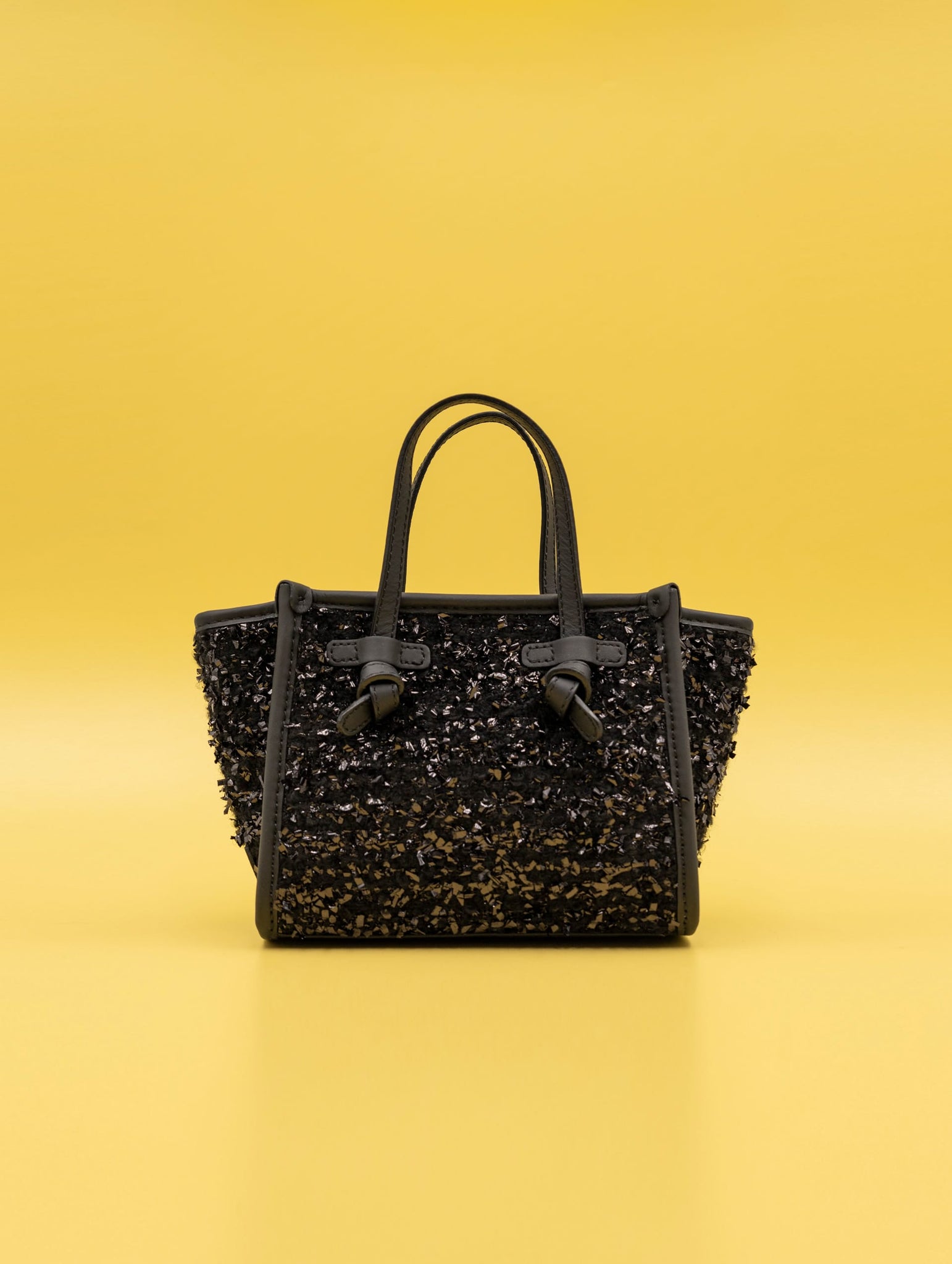 Mini Bag Miss Marcella Gianni Chiarini in Tessuto Bouclè e Lurex Nera