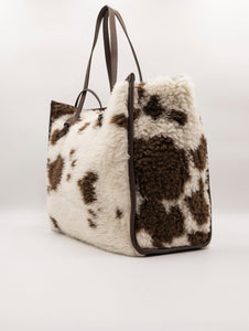 Shopping Bag Marcella Gianni Chiarini Faux Fur Bianca e Marrone