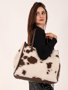 Shopping Bag Marcella Gianni Chiarini Faux Fur Bianca e Marrone