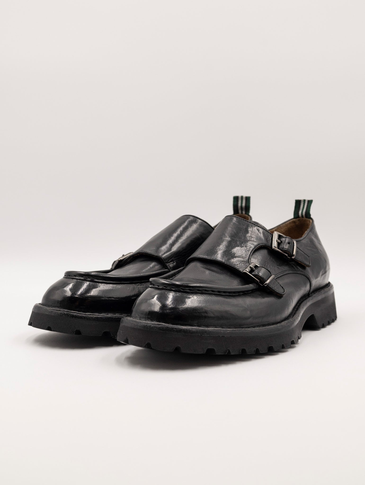 Mocassino Doppia Fibbia Green George in Pelle Nero