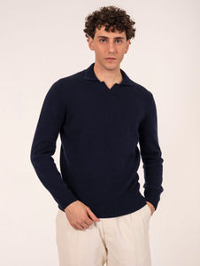 Polo Capri H953 in Lana Merinos Extrafine e Cashmere Navy