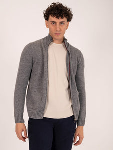 Cardigan con Zip H953 In Lana e Cashmere Grigio