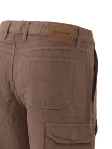 Pantalone Cargo Jeckerson in Cotone e Lino Fango