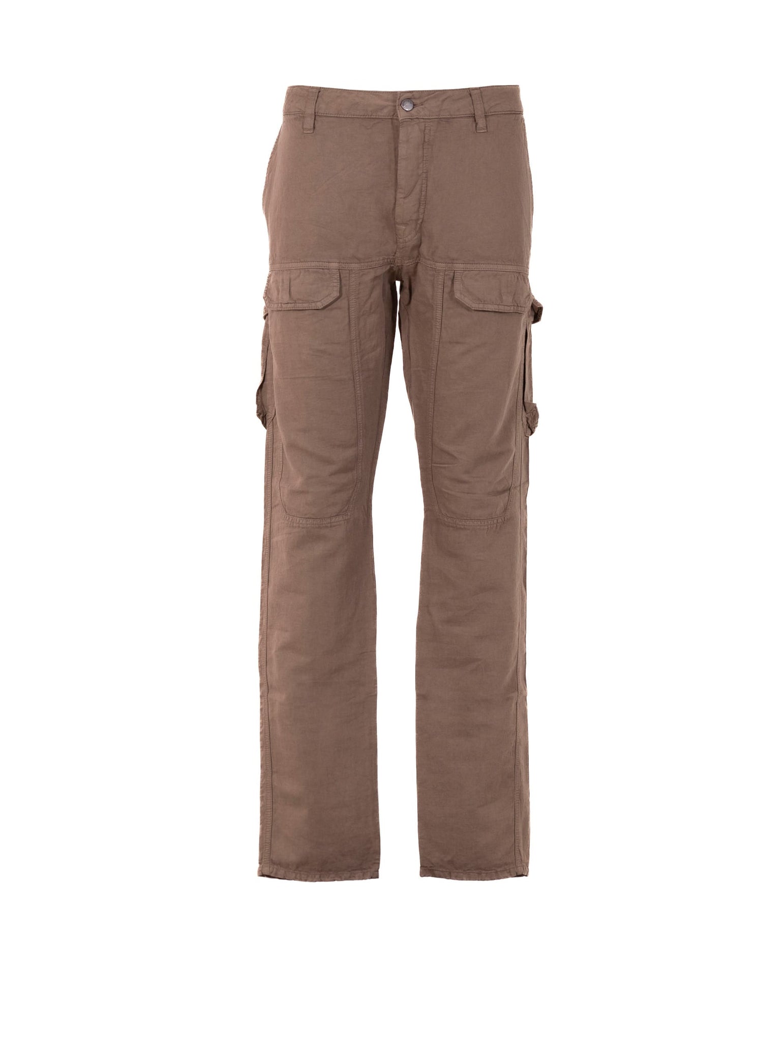 Pantalone Cargo Jeckerson in Cotone e Lino Fango