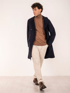 Cappotto Reversibile Kired in Cashmere e Tessuto Tecnico Blu