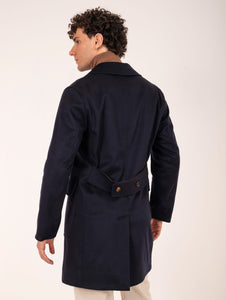 Cappotto Reversibile Kired in Cashmere e Tessuto Tecnico Blu