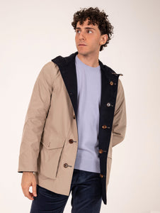 Parka Reversibile Kired in Cashmere e Tessuto Tecnico Blu