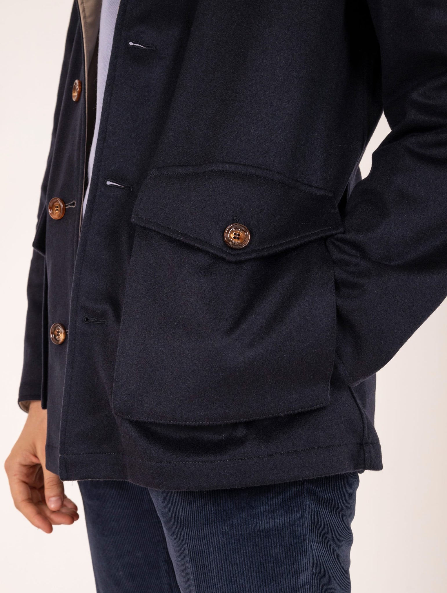 Parka Reversibile Kired in Cashmere e Tessuto Tecnico Blu