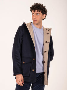 Parka Reversibile Kired in Cashmere e Tessuto Tecnico Blu