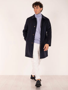 Cappotto Reversibile Kired in Cashmere e Tessuto Tecnico Blu