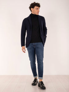 Giacca Lardini in Maglia di Puro Cashmere Blu