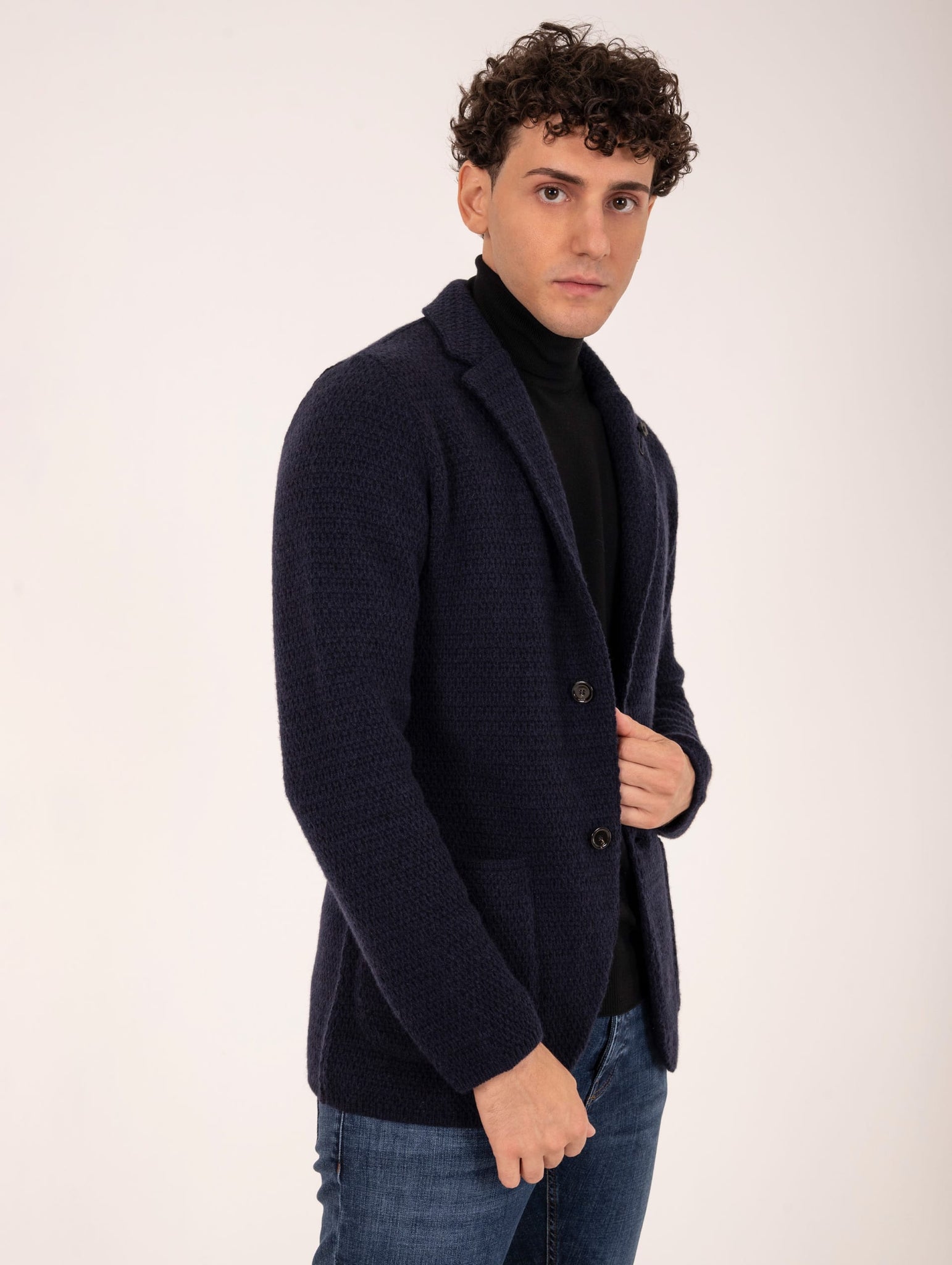 Giacca Lardini in Maglia di Puro Cashmere Blu