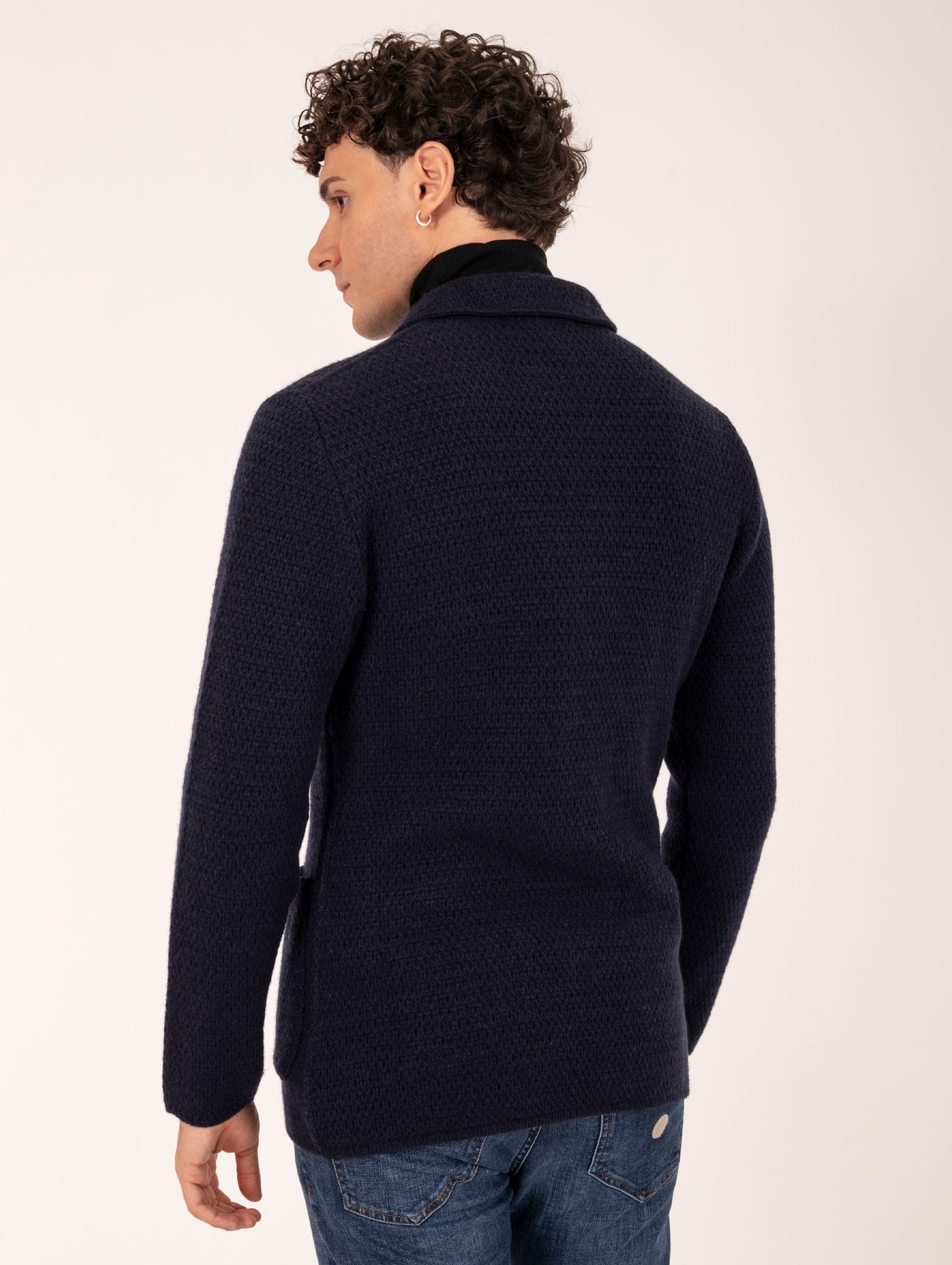 Giacca Lardini in Maglia di Puro Cashmere Blu