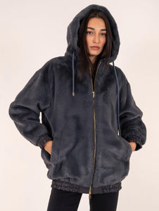 Bomber Eco Pelliccia Leon e Loulou Zaffiro