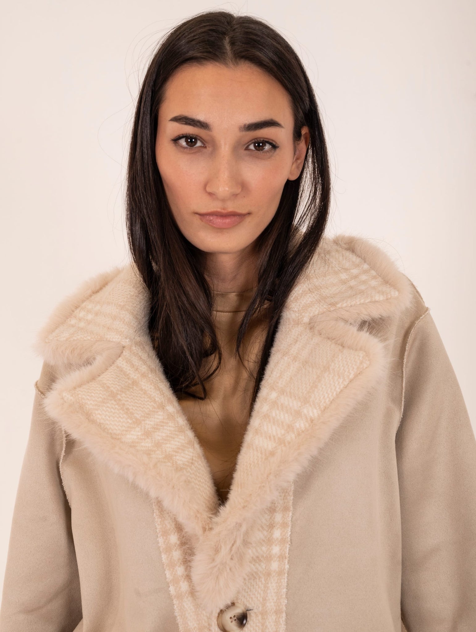 Cappotto Eco Pelliccia Leon e Loulou Beige