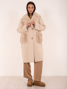 Cappotto Eco Pelliccia Leon e Loulou Beige