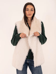 Eco Gilet Reversibile Leon e Loulou Panna e Bianco