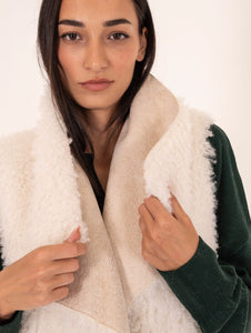 Eco Gilet Reversibile Leon e Loulou Panna e Bianco