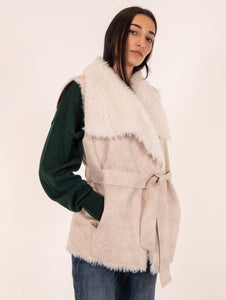 Eco Gilet Reversibile Leon e Loulou Panna e Bianco