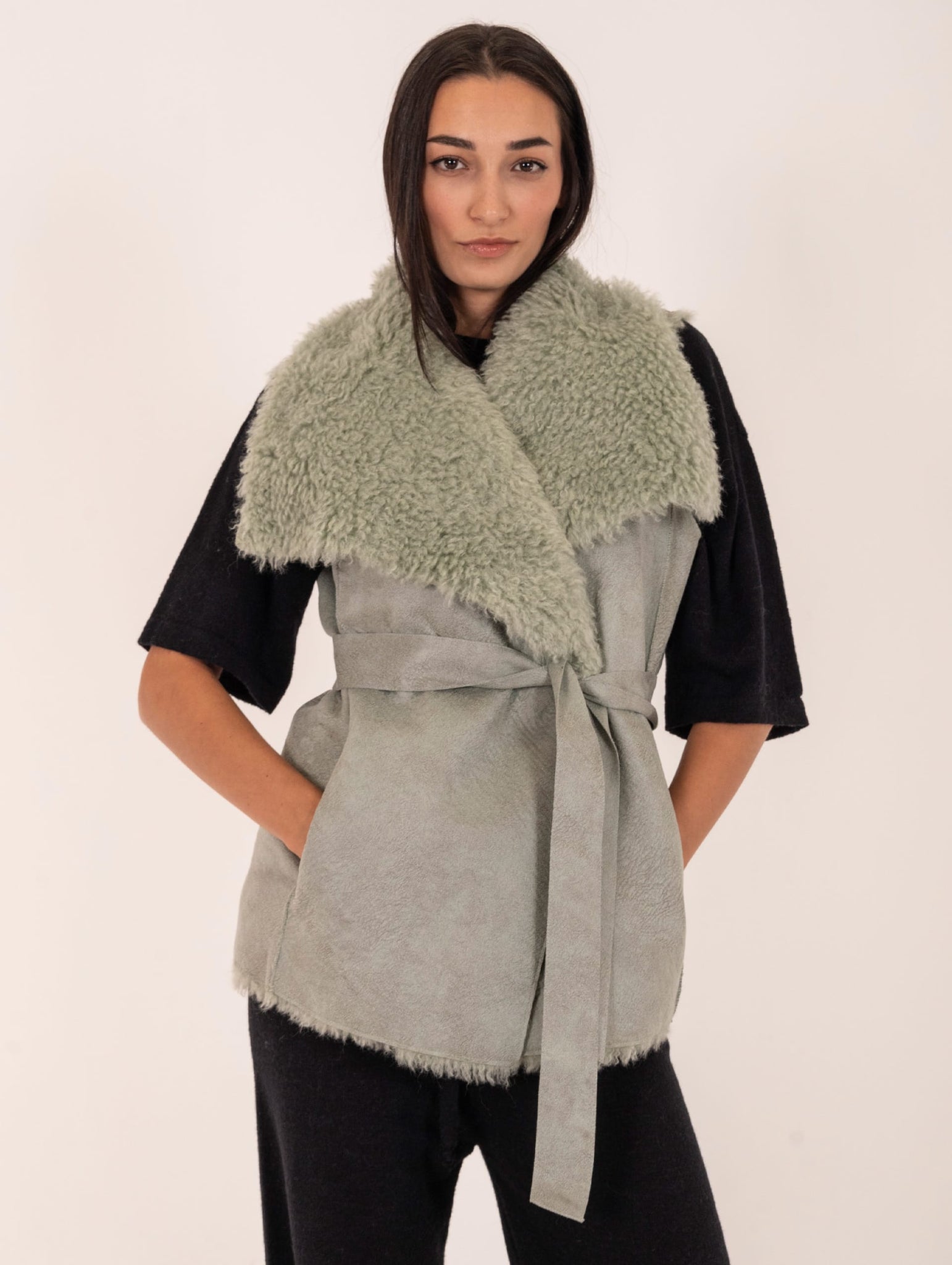 Eco Gilet Reversibile Leon e Loulou Salvia e Verde