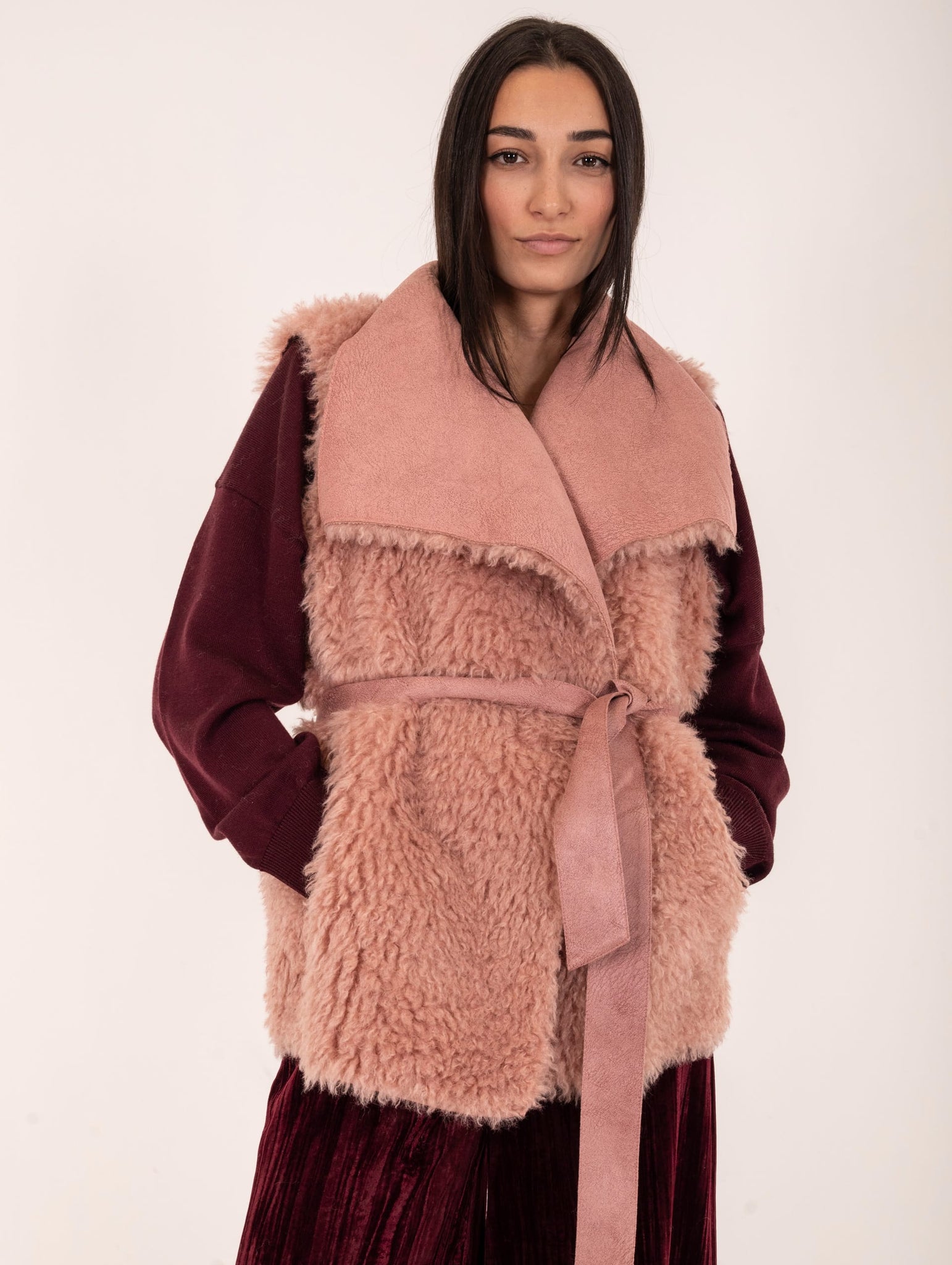 Eco Gilet Reversibile Leon e Loulou Quarzo e Rosa