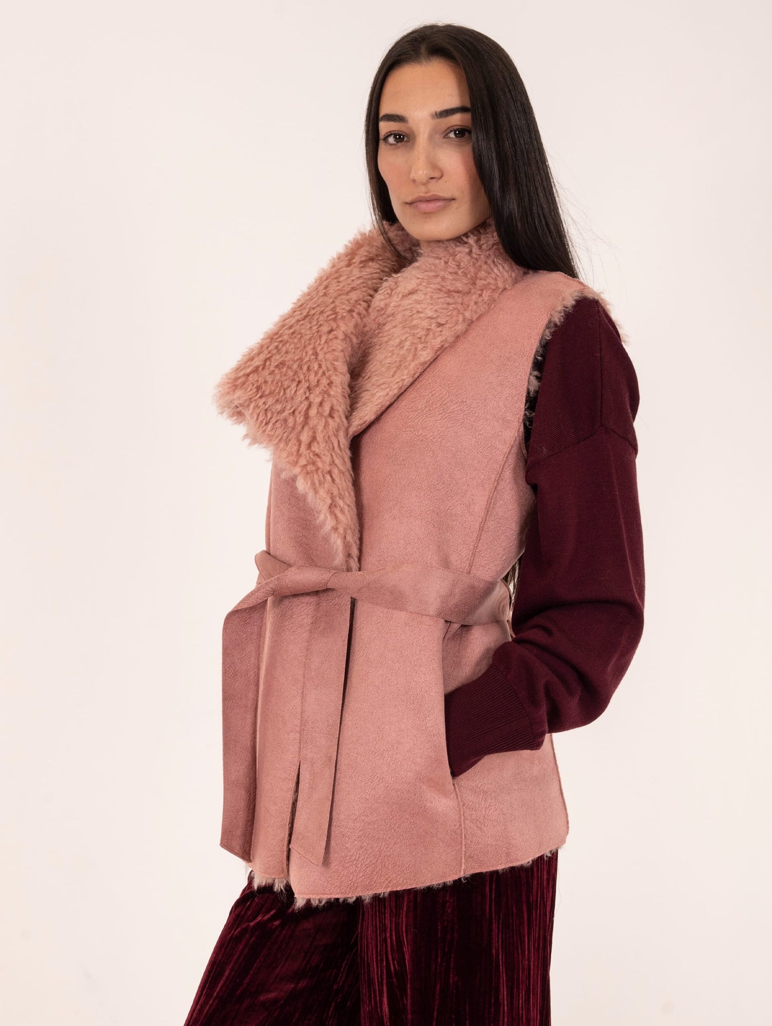 Eco Gilet Reversibile Leon e Loulou Quarzo e Rosa