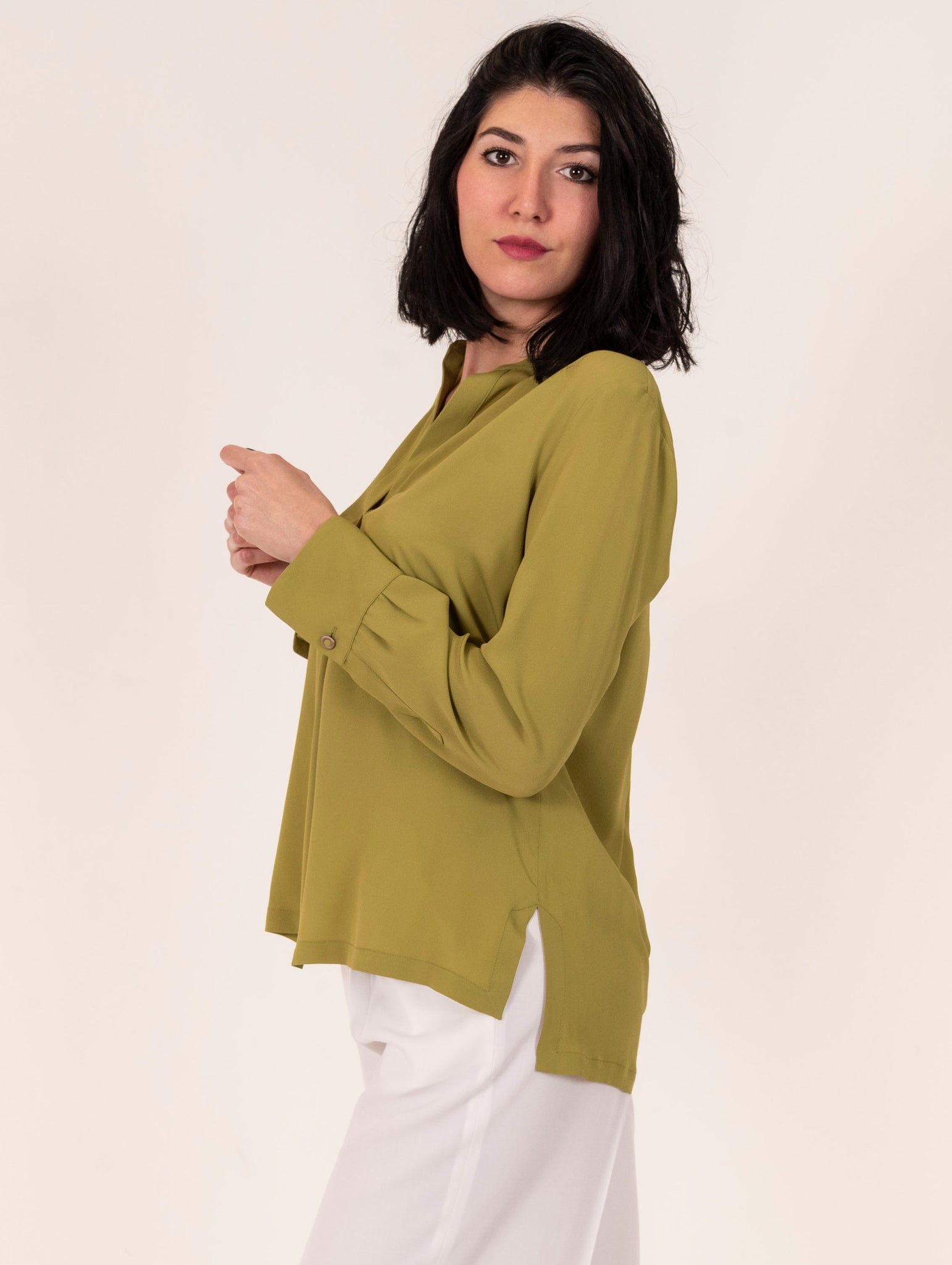 Blusa Maliparmi in Crepe di Seta Pistacchio