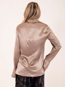 camicia Maliparmi in seta stretch taupe