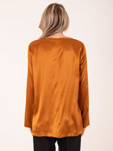 T-Shirt Maliparmi in Seta Stretch Arancio