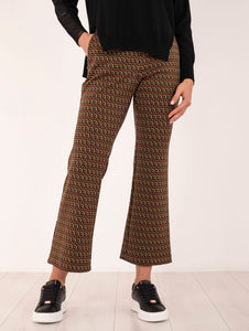 Pantalone Maliparmi in Jersey Jacquard Tabacco e Verde